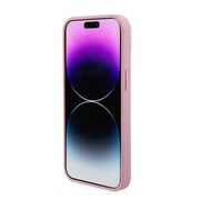 Husa pentru  iPhone 15 Guess - Leather 4G Triangle Strass - roz