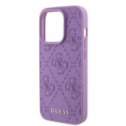 Husa pentru  iPhone 15 Pro Guess - Leather 4G Triangle Strass - mov