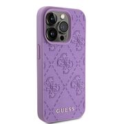 Husa pentru  iPhone 15 Pro Guess - Leather 4G Triangle Strass - mov