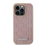 Husa pentru  iPhone 15 Pro Karl Lagerfeld - Leather MagSafe - roz