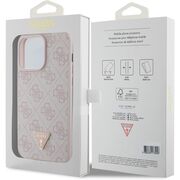 Husa pentru  iPhone 15 Pro Max Guess - Leather 4G Triangle Strass - roz
