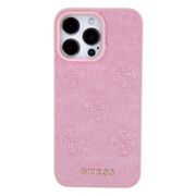 Husa pentru  iPhone 15 Pro Max Guess - Leather 4G Triangle Strass - roz