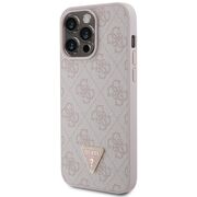 Husa pentru  iPhone 15 Pro Max Guess - Leather 4G Triangle Strass - roz