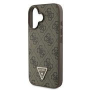 Husa pentru  iPhone 16 Guess - Leather 4G Triangle Strass - maro