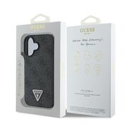 Husa pentru  iPhone 16 Guess - Leather 4G Triangle Strass - negru