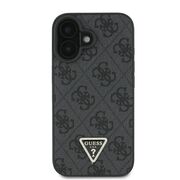 Husa pentru  iPhone 16 Guess - Leather 4G Triangle Strass - negru