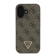 Husa pentru  iPhone 16 Guess - Leather Metal Logo Strass Crossbody - maro