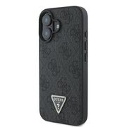 Husa pentru  iPhone 16 Guess - Leather Metal Logo Strass Crossbody - negru