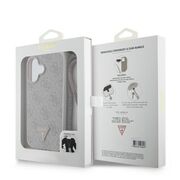Husa pentru  iPhone 16 Guess - Leather Metal Logo Strass Crossbody - roz