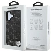 Husa pentru  iPhone 16 Karl Lagerfeld - Leather MagSafe - negru royal