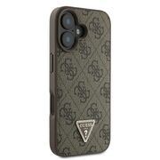 Husa pentru  iPhone 16 Plus Guess - Leather 4G Triangle Strass - maro