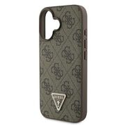 Husa pentru  iPhone 16 Plus Guess - Leather 4G Triangle Strass - maro