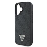 Husa pentru  iPhone 16 Plus Guess - Leather 4G Triangle Strass - negru