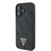 Husa pentru  iPhone 16 Plus Guess - Leather 4G Triangle Strass - negru