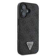 Husa pentru  iPhone 16 Plus Guess - Leather 4G Triangle Strass - negru