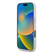 Husa pentru  iPhone 16 Plus Guess - Leather 4G Triangle Strass - roz