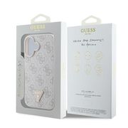 Husa pentru  iPhone 16 Plus Guess - Leather 4G Triangle Strass - roz