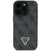 Husa pentru  iPhone 16 Pro Guess - Leather 4G Triangle Strass - negru
