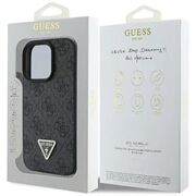 Husa pentru  iPhone 16 Pro Guess - Leather 4G Triangle Strass - negru