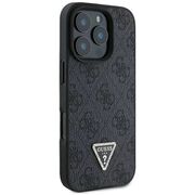 Husa pentru  iPhone 16 Pro Guess - Leather 4G Triangle Strass - negru