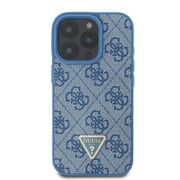 Husa pentru  iPhone 16 Pro Guess - Leather Metal Logo Strass Crossbody - albastru