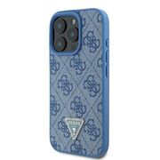 Husa pentru  iPhone 16 Pro Guess - Leather Metal Logo Strass Crossbody - albastru