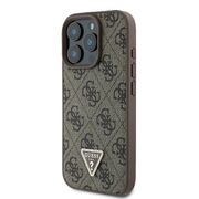 Husa pentru  iPhone 16 Pro Guess - Leather Metal Logo Strass Crossbody - maro