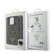 Husa pentru  iPhone 16 Pro Guess - Leather Metal Logo Strass Crossbody - maro