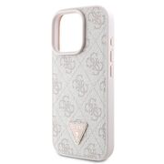 Husa pentru  iPhone 16 Pro Guess - Leather Metal Logo Strass Crossbody - roz
