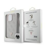 Husa pentru  iPhone 16 Pro Guess - Leather Metal Logo Strass Crossbody - roz