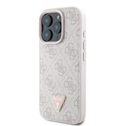 Husa pentru  iPhone 16 Pro Guess - Leather Metal Logo Strass Crossbody - roz