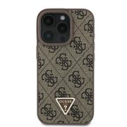 Husa pentru  iPhone 16 Pro Max Guess - Leather 4G Triangle Strass - maro