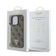 Husa pentru  iPhone 16 Pro Max Guess - Leather 4G Triangle Strass - maro