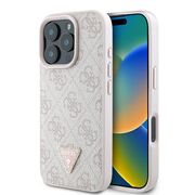 Husa pentru  iPhone 16 Pro Max Guess - Leather 4G Triangle Strass - roz
