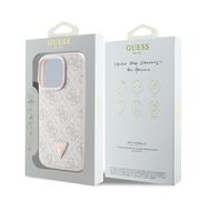 Husa pentru  iPhone 16 Pro Max Guess - Leather 4G Triangle Strass - roz
