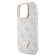 Husa pentru  iPhone 16 Pro Max Guess - Leather 4G Triangle Strass - roz