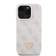 Husa pentru  iPhone 16 Pro Max Guess - Leather 4G Triangle Strass - roz