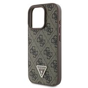 Husa pentru  iPhone 16 Pro Max Guess - Leather Metal Logo Strass Crossbody - maro