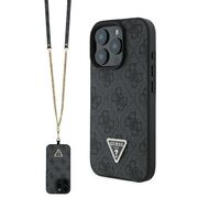 Husa pentru  iPhone 16 Pro Max Guess - Leather Metal Logo Strass Crossbody - negru