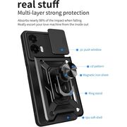Husa pentru  Motorola Moto G35 Ring Armor Kickstand Tough Rugged Cover cu protectie camera, verde