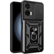 Husa pentru  Motorola Moto G35 Ring Armor Kickstand Tough Rugged Cover cu protectie camera, negru