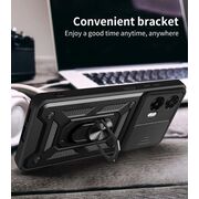 Husa pentru  Motorola Moto G35 Ring Armor Kickstand Tough Rugged Cover cu protectie camera, albastru