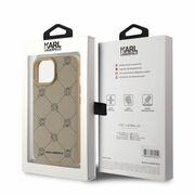 Husa pentru  iPhone 15 Karl Lagerfeld - Leather MagSafe - bej