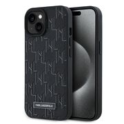 Husa pentru  iPhone 15 Karl Lagerfeld - Leather MagSafe - negru