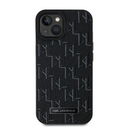 Husa pentru  iPhone 15 Karl Lagerfeld - Leather MagSafe - negru