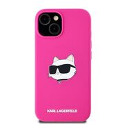 Husa pentru  iPhone 15 Karl Lagerfeld - Silicone MagSafe - fucsia