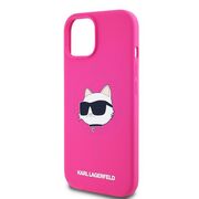 Husa pentru  iPhone 15 Karl Lagerfeld - Silicone MagSafe - fucsia