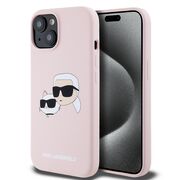 Husa pentru  iPhone 15 Karl Lagerfeld - Silicone MagSafe - roz