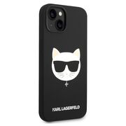 Husa pentru  iPhone 15 Plus Karl Lagerfeld - Silicone MagSafe - negru print