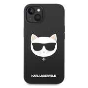 Husa pentru  iPhone 15 Plus Karl Lagerfeld - Silicone MagSafe - negru print